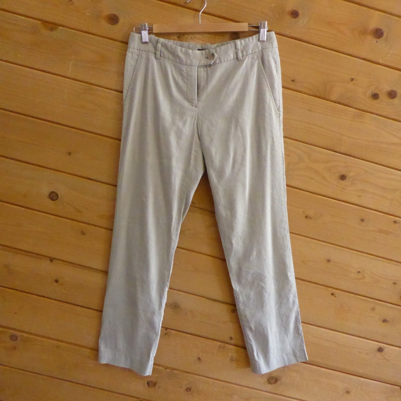Theory Khaki Tan Pants Linen Blend Pants Trousers Str… Gem