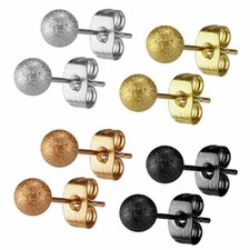 1 Paar Kugel Ohrstecker sandgestrahlt Edelstahl Ohrringe Diamantoptik