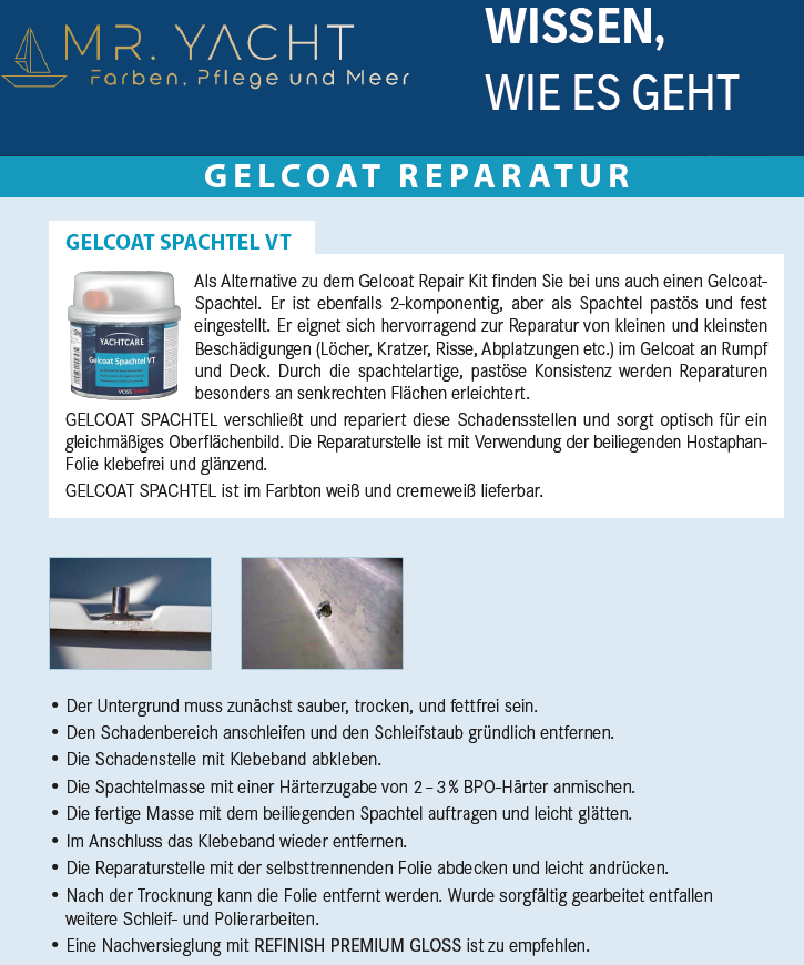 Yachtcare GELCOAT SPACHTEL VT Reparaturspachtel Gelcoatspachtel weiß