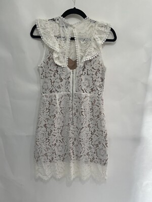 Vici Lace Lined Ivory Dress Size M Sleeveless Ruffle | eBay