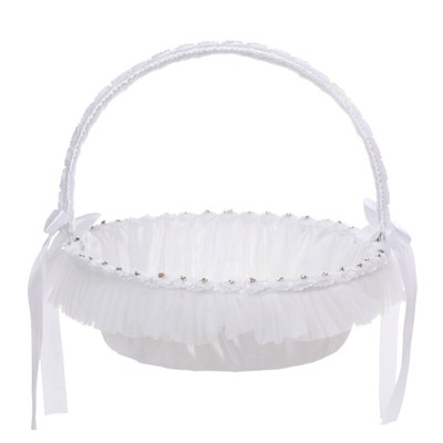 Delicate Wedding Flower Girl Basket with Lace Flowers Roses Ig Popular for Party