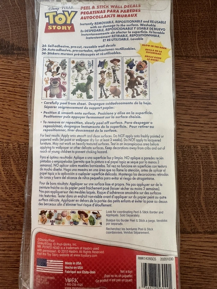 Calcomanías de pared Toy Story pelar y pegar, 34 compañeros de habitación RMK1428SCS Foto 2 de 3