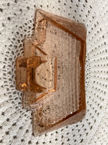 Pink Art Glass Colonial House Mansion Trinket Candy Box with Lid 5.5" X 5.5" - Picture 9 of 12
