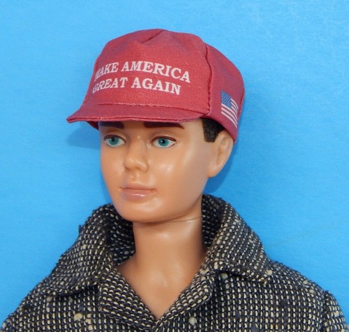 1:6 Scale MAGA Hat Baseball Cap Ken Barbie Doll Size *Red with Solid Red Brim* - Picture 3 of 7