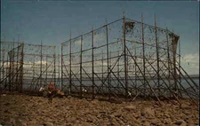 Bay of Fundy Nova Scotia Fish Weir at Low Tide c1950s-60s Postcard