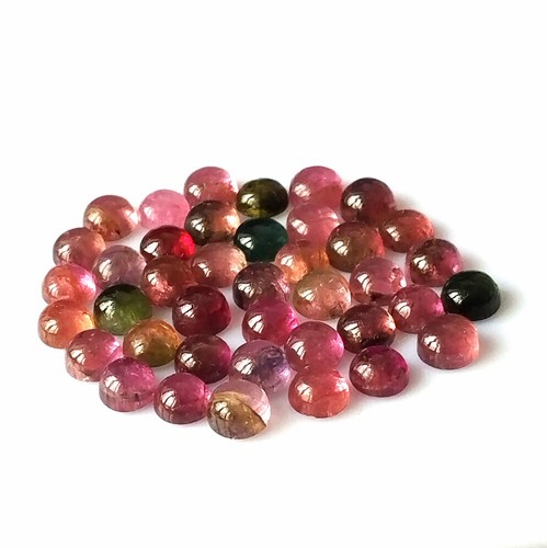 Multi Tourmaline Cabochon 5X5 mm Round Cut Natural Wholesale Gemstone 40 Pieces - Picture 2 of 4