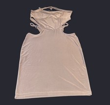 pretty little thing Tan Bodycon Mini Dress With Cut Out Details And Tie Up Strap