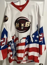 David Steckel Hershey Bears USA Patriotic Specialty Game Worn Jersey AHL Rare