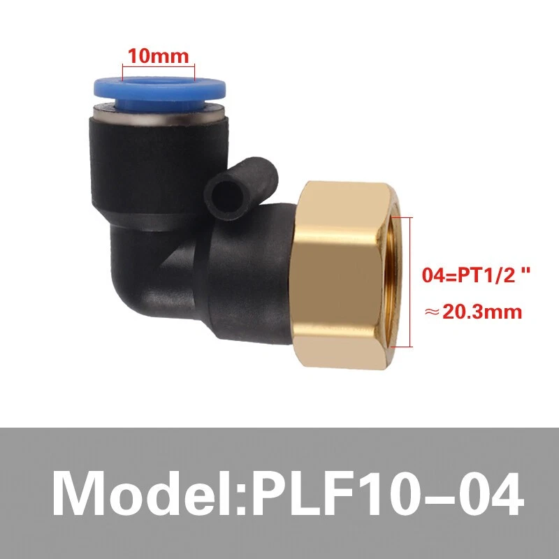5Pcs Female Thread Pneumatic Elbow Connector PLF10-04 10mm OD HOSE 1/2'' Thread - Image 2 of 4