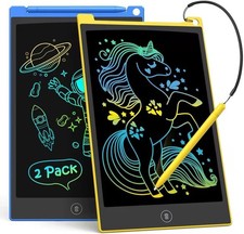 TECJOE 2 Pack LCD Writing Tablet, 10 Inch Colorful Doodle Board Bule Yellow