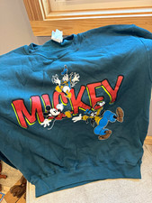 Vintage Disney Mickey Mouse Donald DuckBlue Crewneck Fleece Sweatshirt
