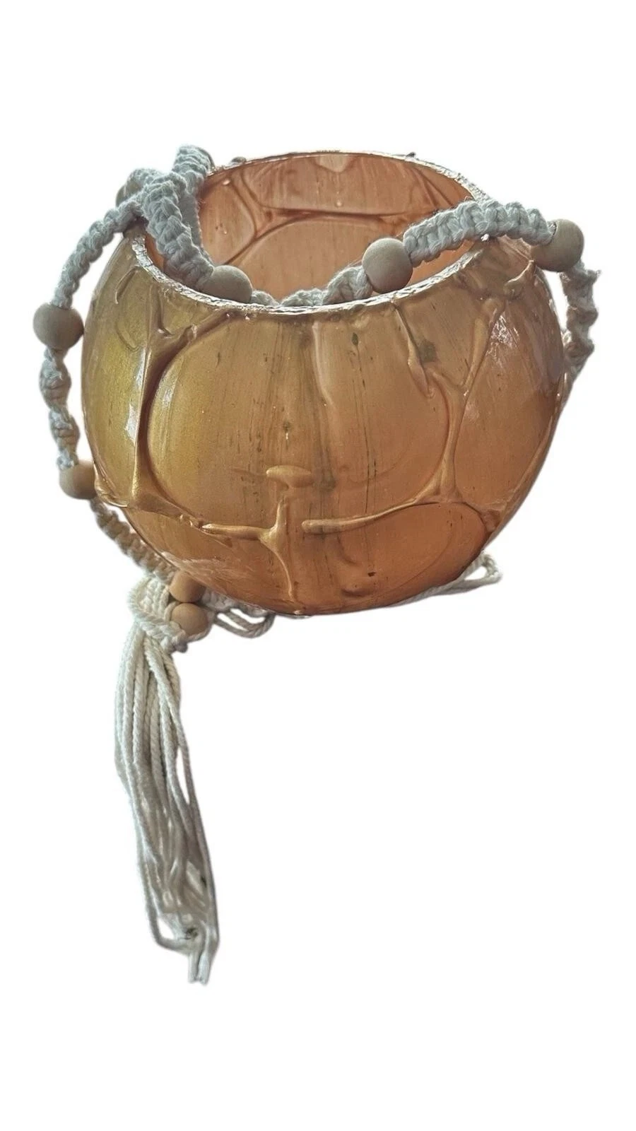Handmade Ribbed Acrylic Glass Planter With Macrame Rope Boho Hanging Vase
Opens in a new window or t