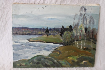 #ad #ad Russian Stretched Unframed Painting A.G. Ereamin Karelia in Spring $147.99