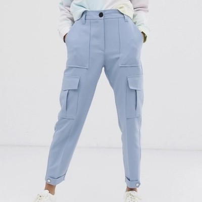 NWT Women s Bershka Baby Blue Cargo Pants size 34