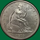 1876 Seated Liberty Half Dollar Choice Almost Uncirculated AU+ Coin, Details