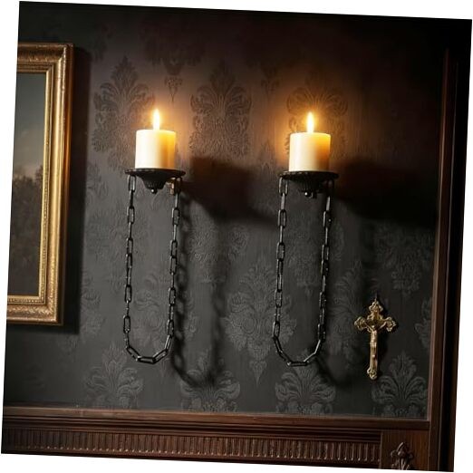 Candle Sconce(Set of 2)-Medieval Metal Wall Decorations-Gothic Retro Chain
