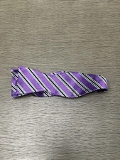 The Tie Bar Purple Black White Grey Striped Bow Tie