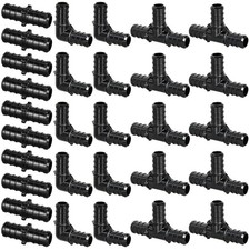 30pcs 1/2" Poly PPSU Barb Crimp PEX Fitting Combo, 30pcs, Black