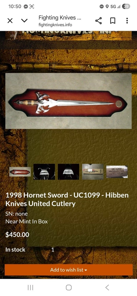 Facas Hibben UC1099 espada curta vespa 1998 40º aniversário - Imagem 3 de 3