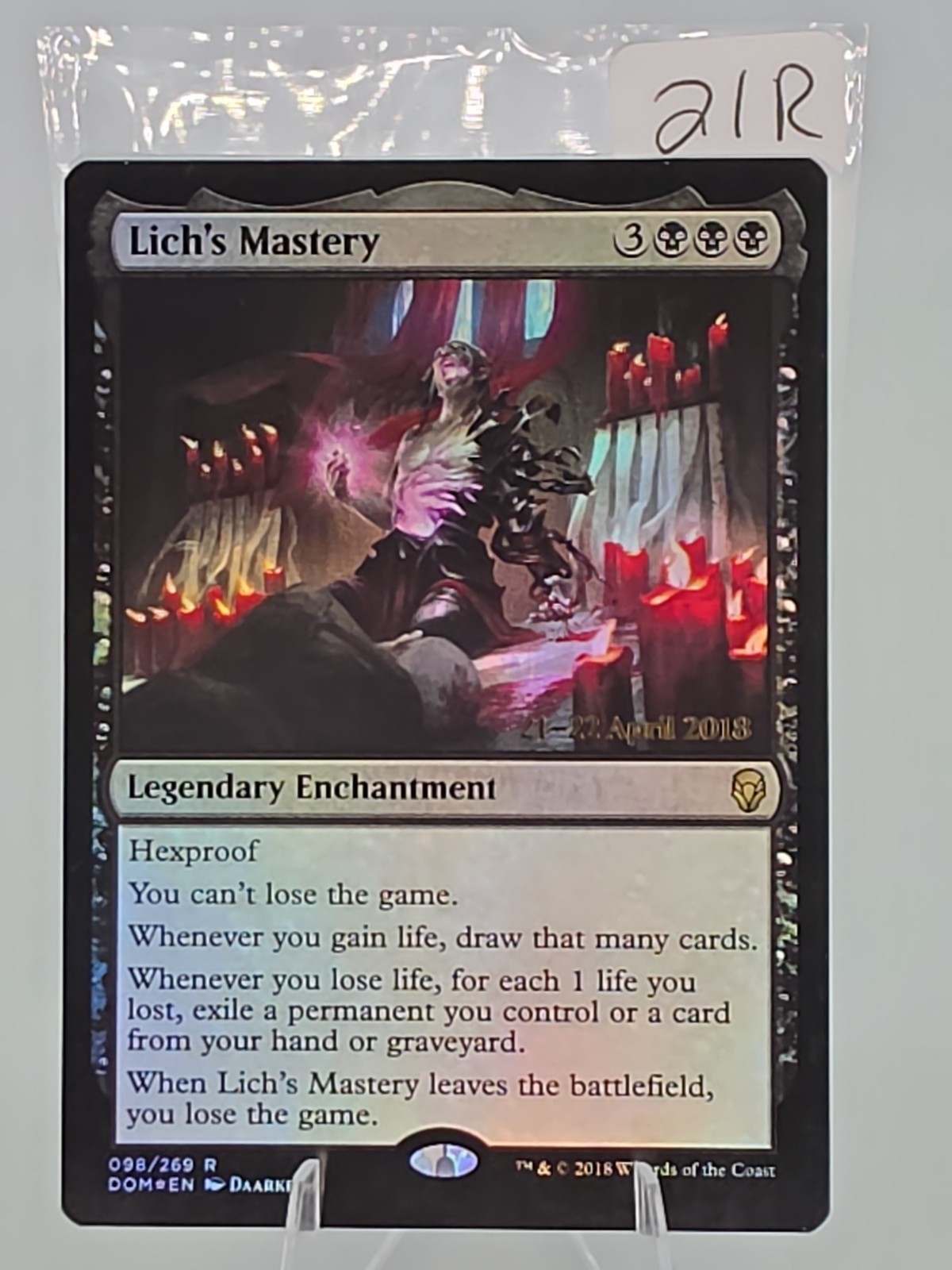 Lich's Mastery Foil #98 Prerelease Promo Dominaria MTG LP English Magic