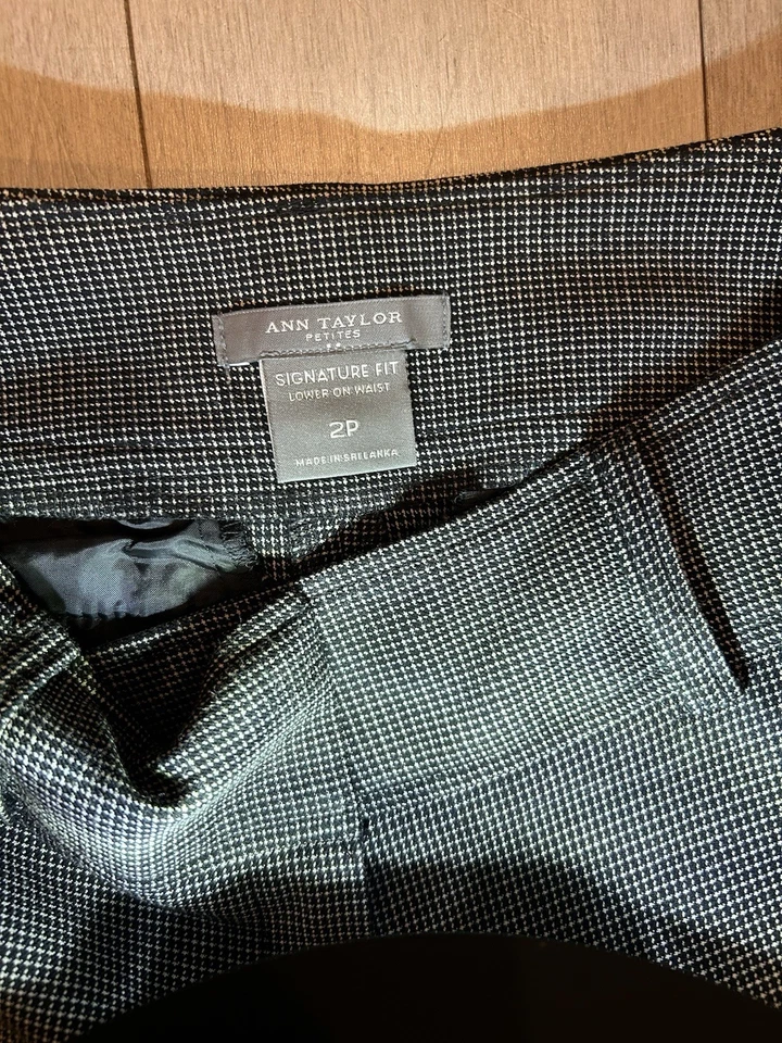 Ann Taylor Petites, Preto E Castanho, Gingham, Boot Cut, Calças Algemadas, Tamanho 2P - Imagem 2 de 4