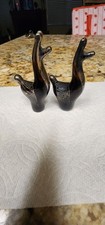 Peruvian VINTAGE Copabella Art Glass LLama PAIR with silver