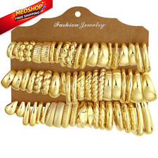 30 Pairs Chunky Gold Hoop Earrings for Women: 14K Large, Gold-30