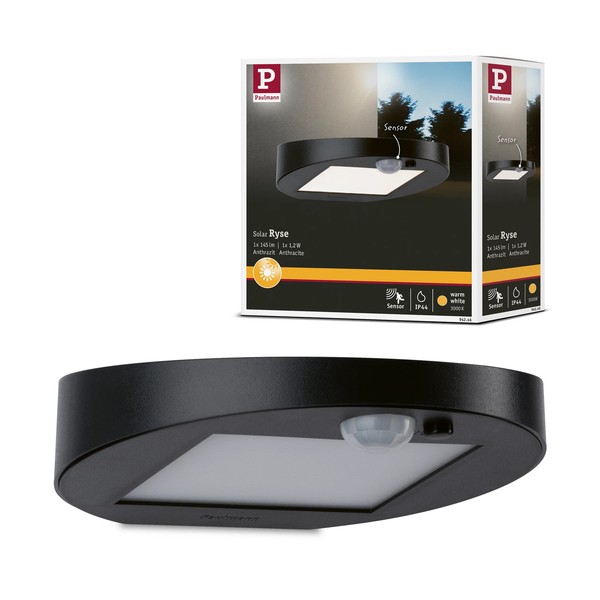 Solar LED AußEnwandleuchte Ryse Bewegungsmelder IP44 3000K 30Lm Anthrazit-image