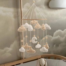 Boucle Baby Mobile Neutral Moon Cloud Cot Mobile Nursery Decor Gift