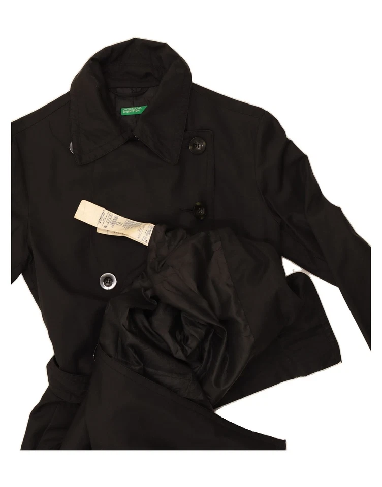 Gabardina para mujer Benetton IT 40 pequeña de algodón negro FU17 Foto 3 de 3