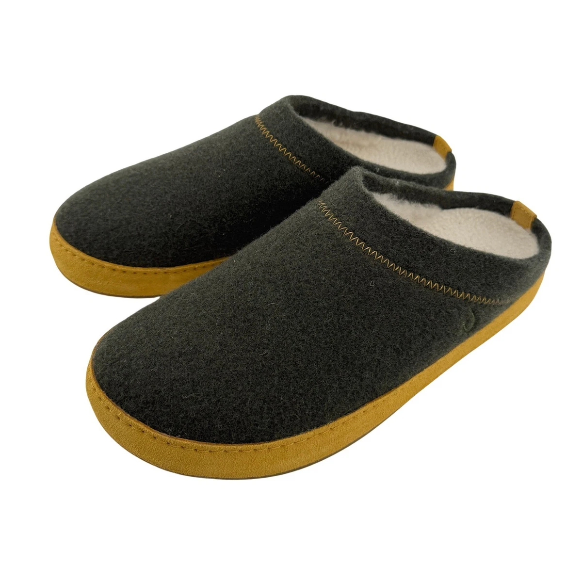 OluKai‎ Hamani Hulu Wool Mule Slipper Olive Green Men 7 Sheepskin Shearling New NEW Olukai Hamani Hulu Australia Wool | Mercari main image 2