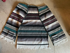 Mexican Blanket Vest Serape Shawl Front Sides Opening 2 Front Pockets Fringed