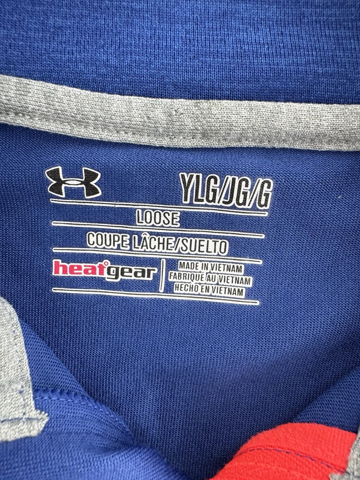 Under Armour Boys Size YLG 1/4 Zip Long Sleeve Performance Shirt Blue Wicking - Image 3 of 4