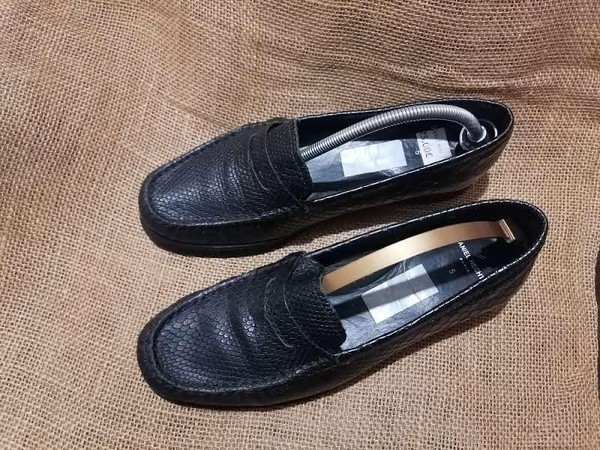Women Daniel Hechter Loafers Black Leather 38 #394U