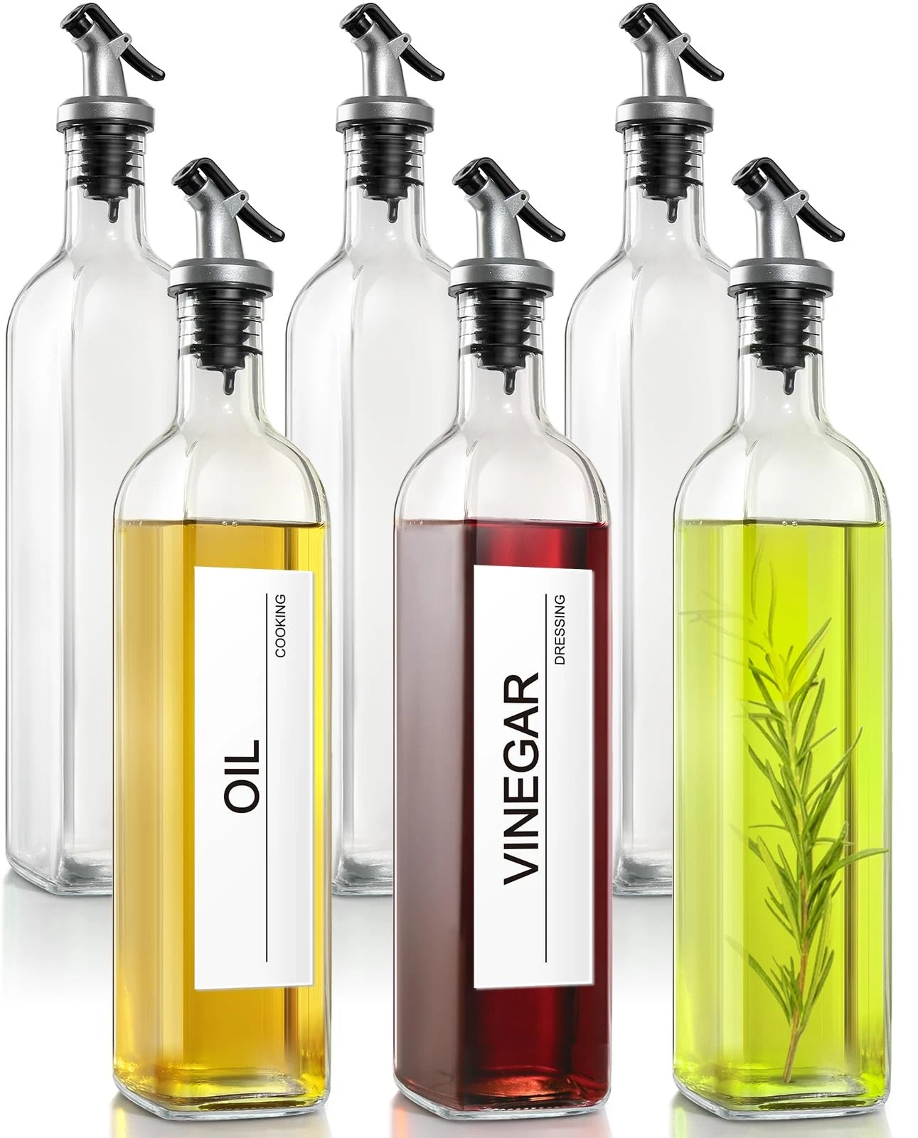 GMISUN Olive Oil Dispenser Bottle, 6 Pack 17 Ounces-6 Pack, Clear