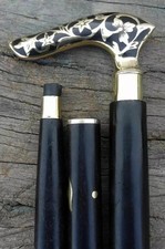 Walking Stick Antique Brass Victorian Head Handle Wooden Vintage Style Cane gift