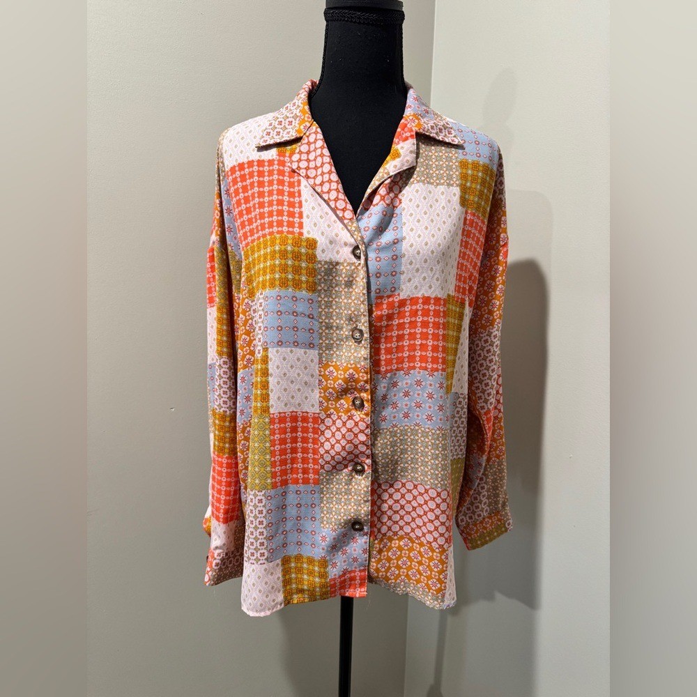 Willow & Root  Multicolor Patchwork Shirt Size Sm… - image 1