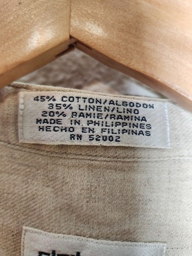 Claiborne Men's Long Sleeve Button Down Mandarin Collar Beige Size 15.5 34-35 - Picture 7 of 7