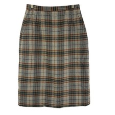 Vtg Cricketeer Plaid Wool Skirt Womens 8 High Waist A-Line Midi 80s Academia