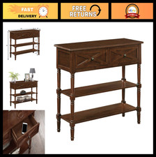 Country Oxford 2-Drawer Console Table - Espresso Finish, Stylish Storage Solutio