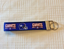 Handmade Key Chain Wristlet decorated with NEW YORK GIANTS Ribbon, Wrist Lanyard