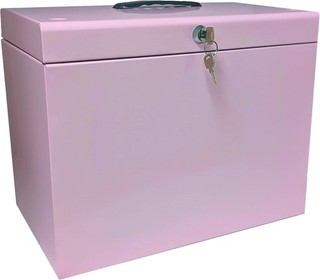 CATHEDRAL PRODUCTS A4 STEEL FILE BOX WITH 5 SUSPENSION FILES IN PASTEL PINK