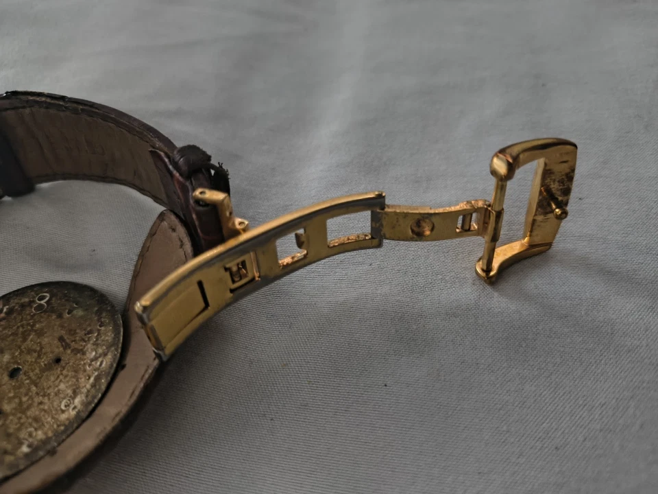 Мужской хронограф ESQ Swiss от Movado 36 мм позолоченный с белым циферблатом с датой кожаный ремешок - Изображение 4 из 4