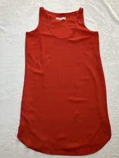 Ann Taylor Loft Dolphin Hem Orange Knee Length Shift Dress W/ Slip Liner Size Sm
