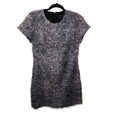 Banana Republic Eyelash Dress Size 2 Gray Reptile Snake Short Sleeve Career Work