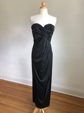 STUNNING VTG VICTOR COSTA Black Strapless Full-length Formal Gown SZ XS/S