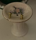 Dollhouse Miniature Pedestal Sink White Pink Flower Porcelain 1:12 Scale — photo 3