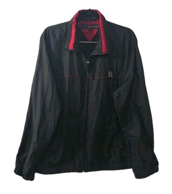 Vintage Tommy Hilfiger Golf Black Windbreaker Jacket Men's Size Large Logo