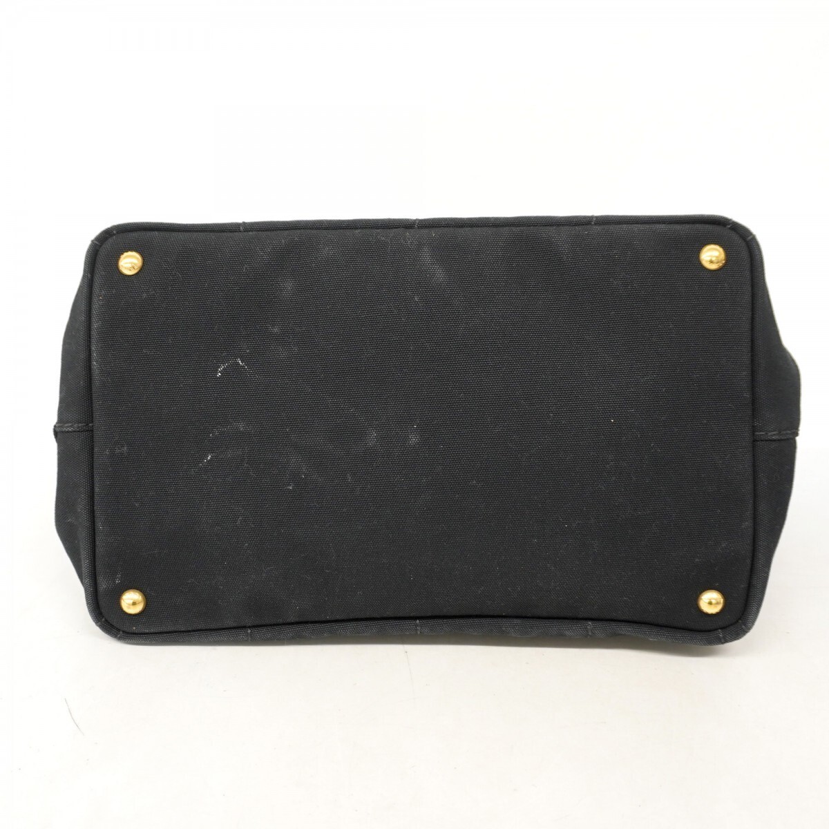 6ab1739 k Prada Tote Bag Canapa Canvas Black Gold Hardware Used Ladies thumbnail 3