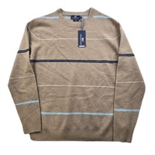 Vineyard Vines Merino Wool Sweater Mens Large Tan Stripe Crewneck 168 NEW